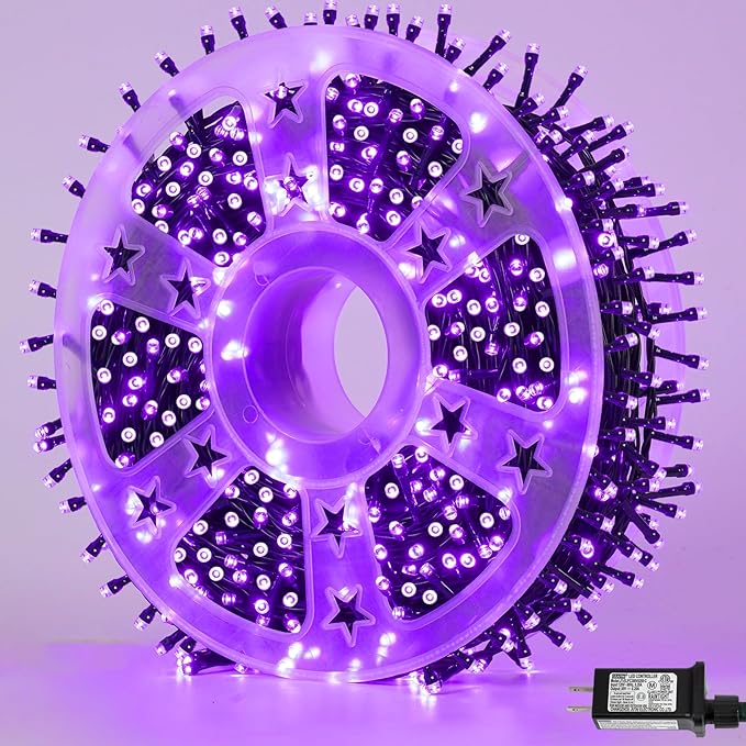 String Lights 165 ft, 500 LED, Purple, Waterproof for Outdoor Use