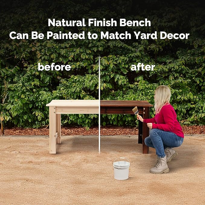 VINGLI Outdoor Wood Bench - Image 5