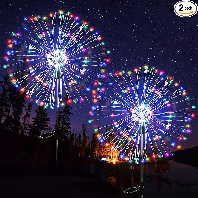 JJGoo Solar Firework Lights, 2 Pack 120 LEDs 2 Lighting Modes Solar Garden by JJGoo