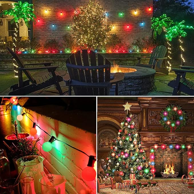 String Lights 25 Ft G40 Ceramic Multicolor Bulbs for Outdoor Use