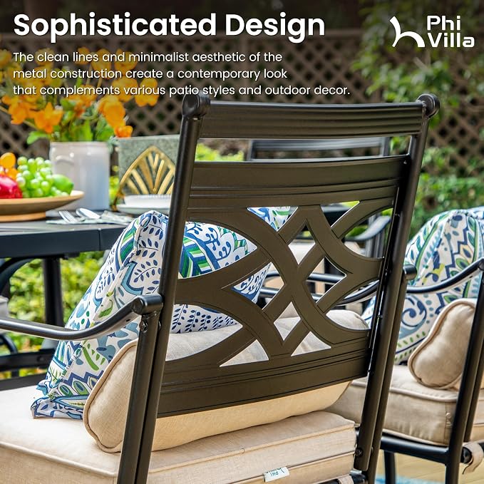 PHI VILLA 5 Piece Patio Bar Set, Outdoor Bar Table and Chairs Set, Strong and - Image 3