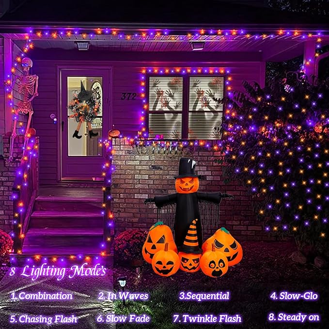String Lights 165 ft 500 LED Orange and Purple Halloween Decor