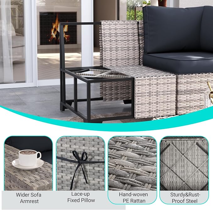 7 Pieces Outdoor Patio Furniture Set - Image 4