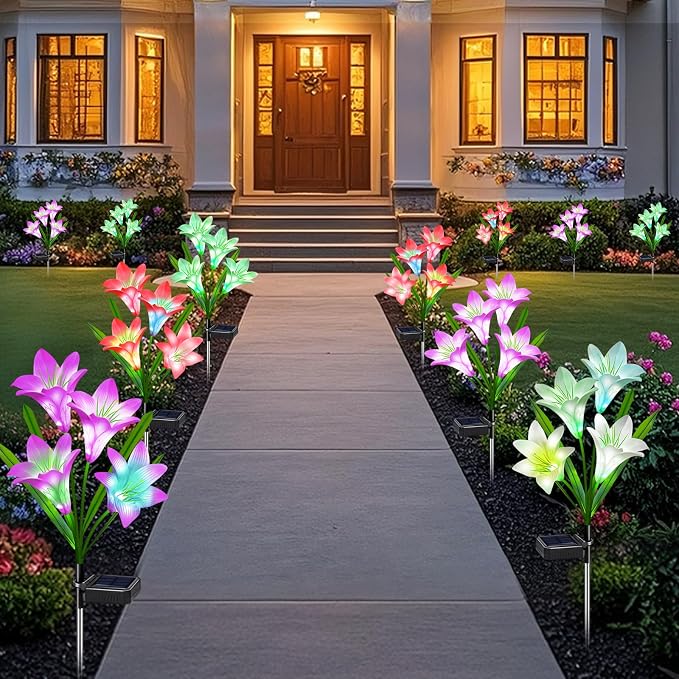 Solar Lights Outdoor Waterproof, 4 Pack Garden Decor Lights, 16 Multi-Color - Image 5