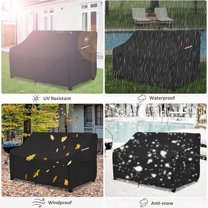 Sofa Cover, Waterproof Polyester Loveseat Cover, Black