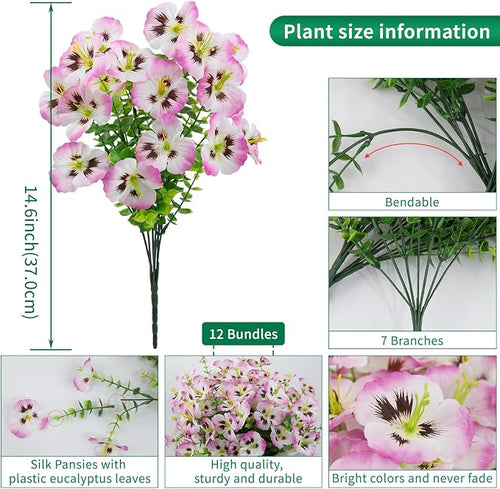 12 Bundles Artificial Pansy Flowers - Image 2