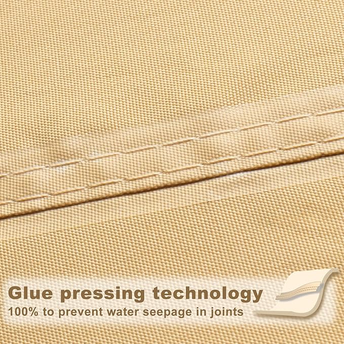 SUNNY GUARD Waterproof Sun Shade Sail 17'x17'x17' Sand Triangle UV Block - Image 3