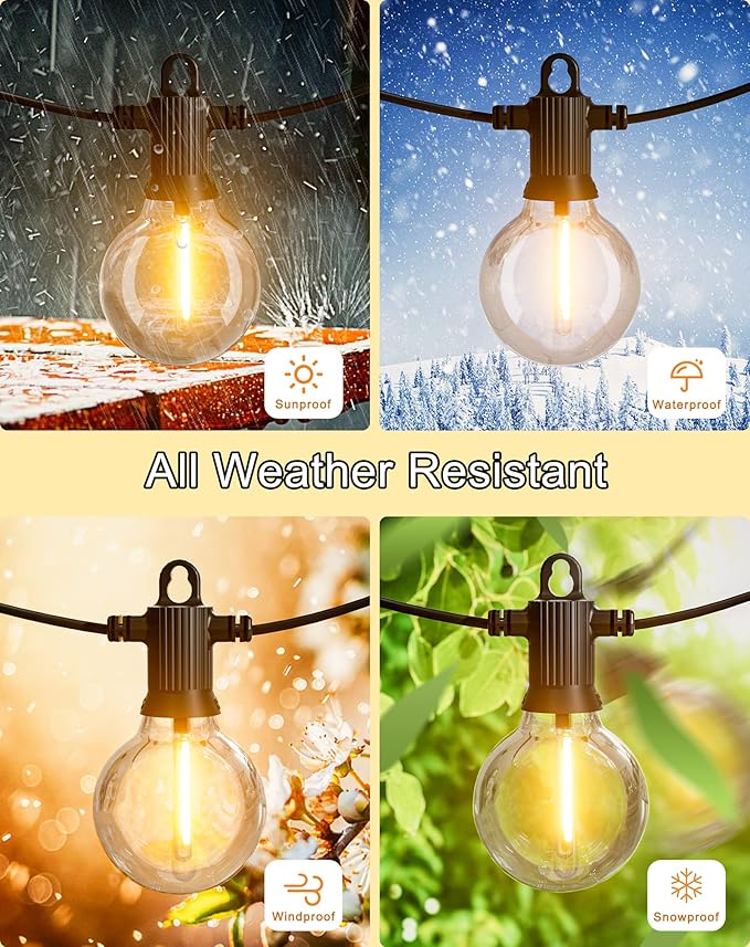 String Lights, 150 Ft Warm White LED with 75 Shatterproof G40 Bulbs
