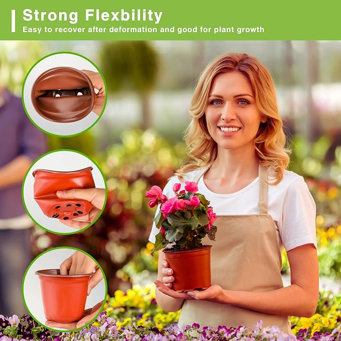 Plant Nursery Pot/Pots 200 Pcs 6" Plastic Plants Pots Flower Pots Seed Starting - Image 5