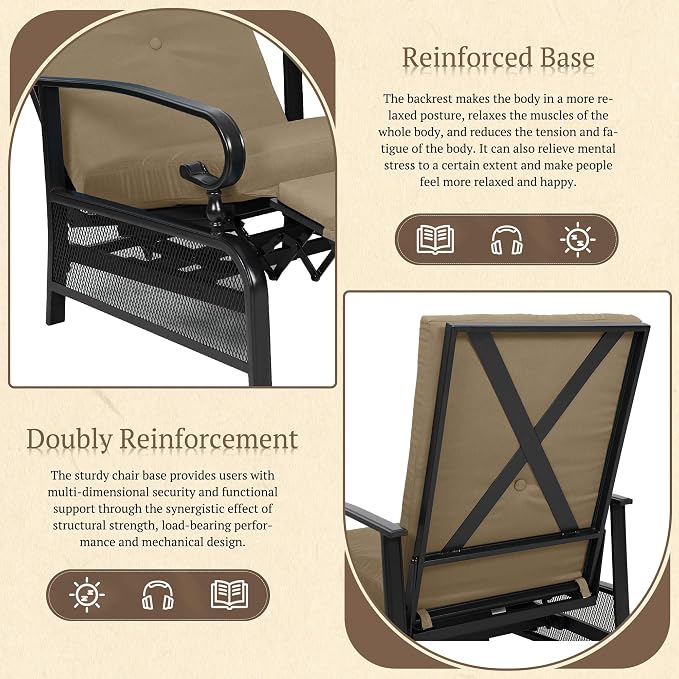 Oakcloud Adjustable Outdoor Lounge Chair Metal Patio Relaxing Recliner Chair - Image 6