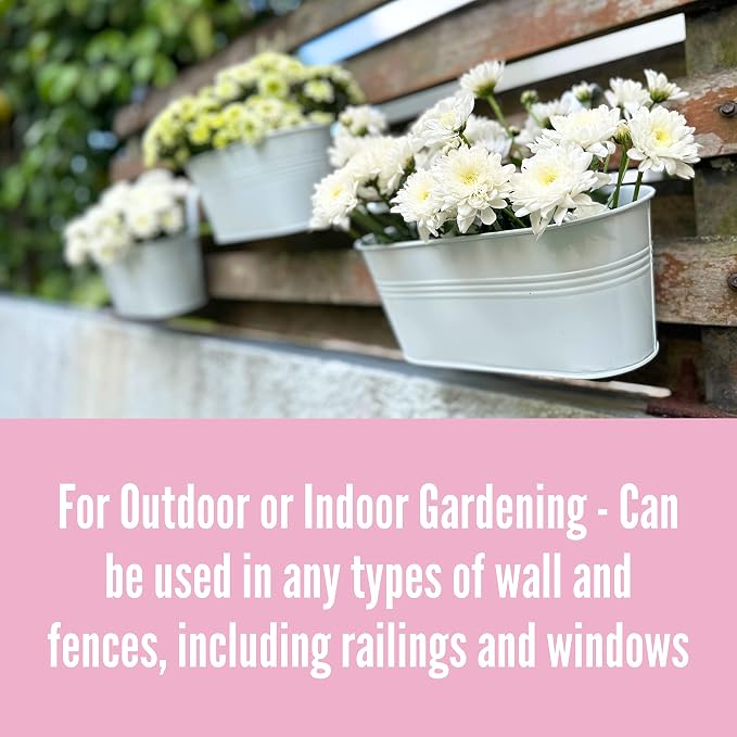 LaLaGreen Outdoor Rail Planter Metal Iron Hanging Flower Pots Deck Railings - Image 9