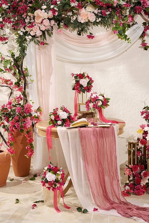 Artificial Flowers Wedding Arch Kit, Blush & Cream Foam and Silk, Set of 4