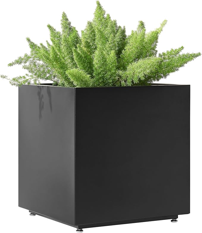 Large Metal Outdoor Planter Box 20Wx20Dx21.5H, Galvanized Steel Cube Planters by Foresland-MetalPlanter