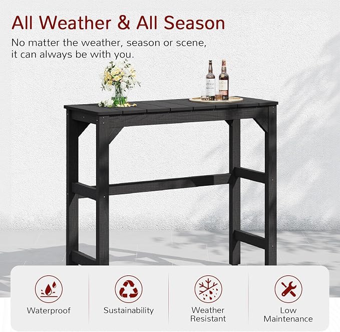 Stoog Outdoor Bar Table, All-Weather HIPS 40" Counter Height Bar Tables - Image 3