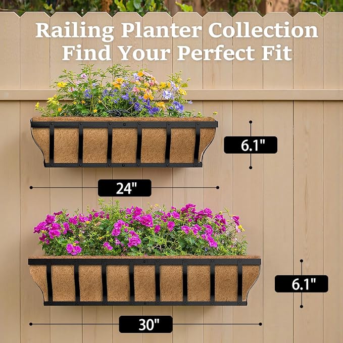 Railing Planter Boxes, Heavy Duty Window Box Planters, Adjustable Balcony - Image 5