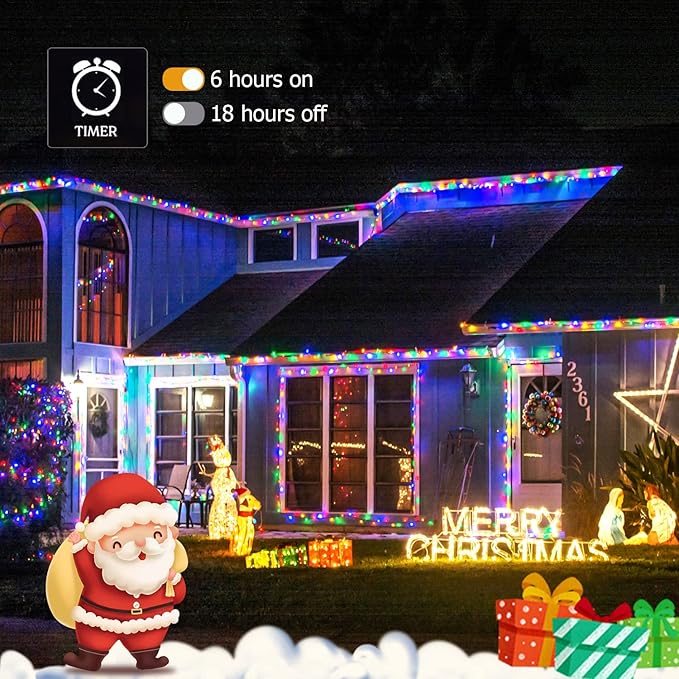 String Lights, 163 ft 500 LED Multicolor for Outdoor Christmas Decor