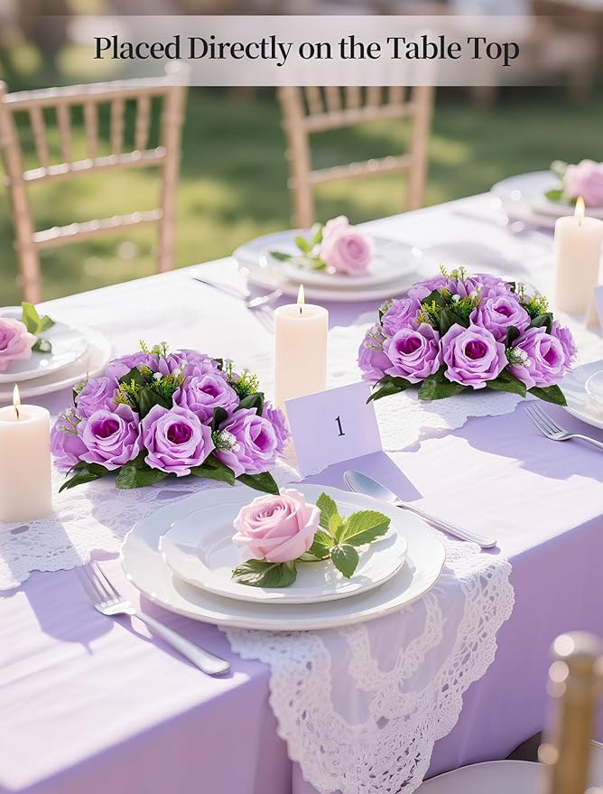 Artificial Flower Balls, Lilac Silk Roses for Centerpieces