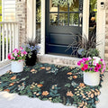 Outdoor Rug 3x5 Ft Black Floral Washable Non-Slip Entry Mat