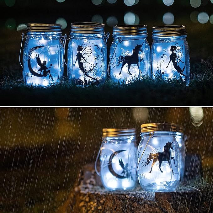 String Lights for Mason Jars, 8 Pack Solar Lid Lights in Cold White