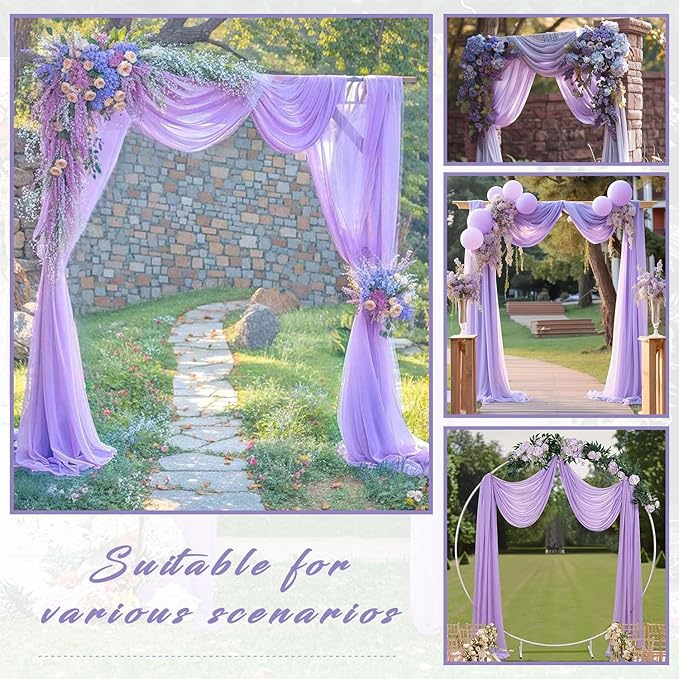 Outdoor Curtains: Lilac Chiffon Wedding Arch Drapes, 4 Panels, 20 Ft