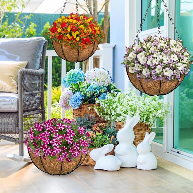ZeeDix 3 Pack 10 Inch Metal Round Hanging Planter Basket - Image 6