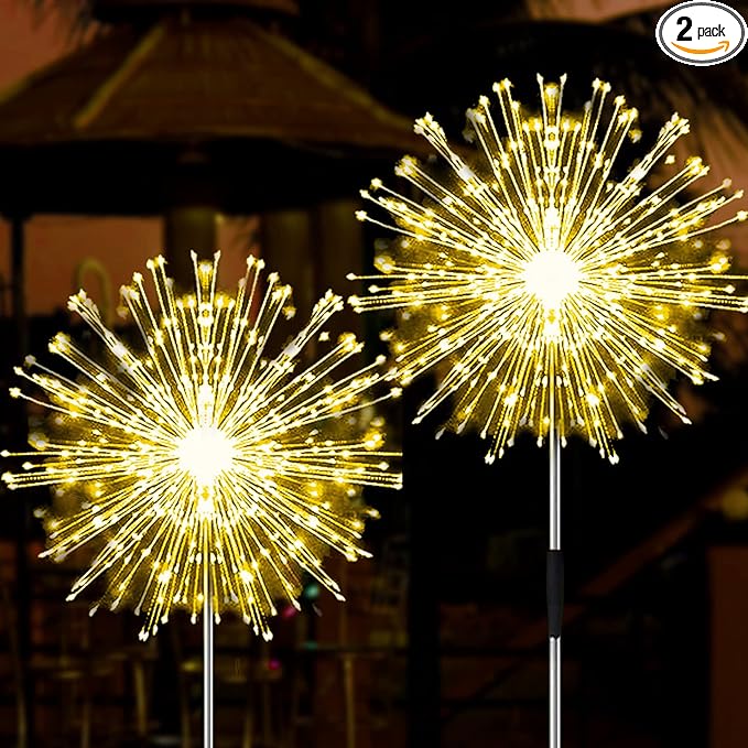 JJGoo Solar Firework Lights, 2 Pack 180 LEDs 2 Lighting Modes Solar Lights by JJGoo