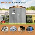 Storage Shed, Matte Gray Steel with Lockable Doors, Window and Vents