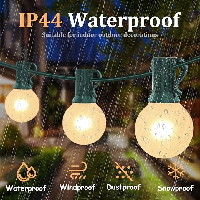 String Lights, 25 FT Outdoor G40 Globe with Green Wire