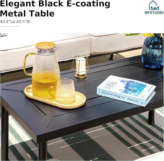 MFSTUDIO 5 Seats Large Metal Patio Conversation Sets, 4 Pieces Outdoor - Image 8