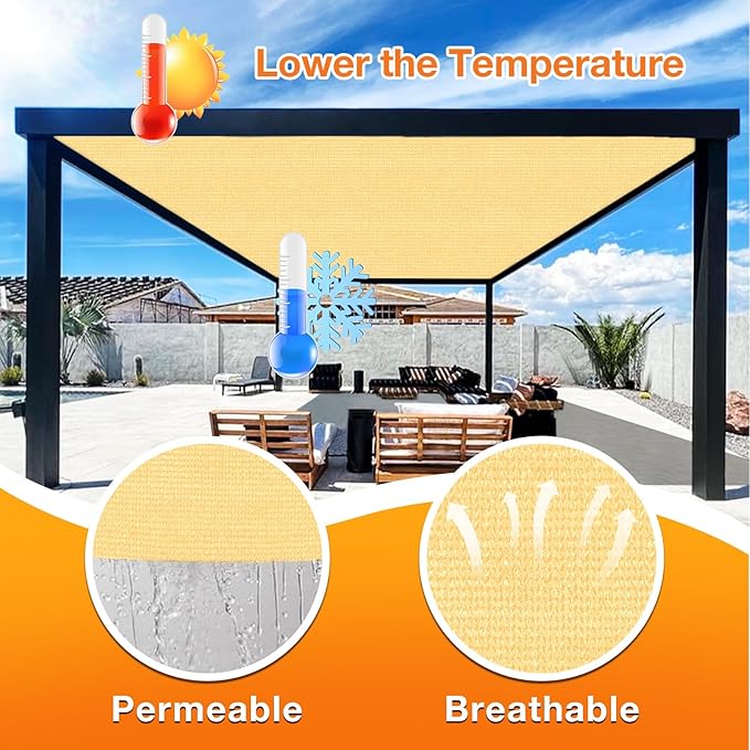 Artpuch Outdoor Pergola Shade Cover 17x22 FT Sun Shade Cloth - Image 4
