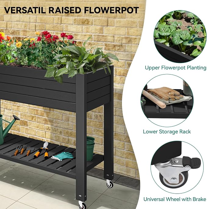 YITAHOME 43.3x17.7x34 in Elevated Garden Bed 2pcs, Outdoor Plastic Planter Box - Image 3