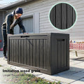 90 Gallon Black Resin Deck Box, Waterproof and UV Resistant
