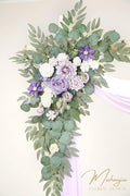 Artificial Flowers Arch Kit, 4-Piece Light Purple Silk Floral Swag Set