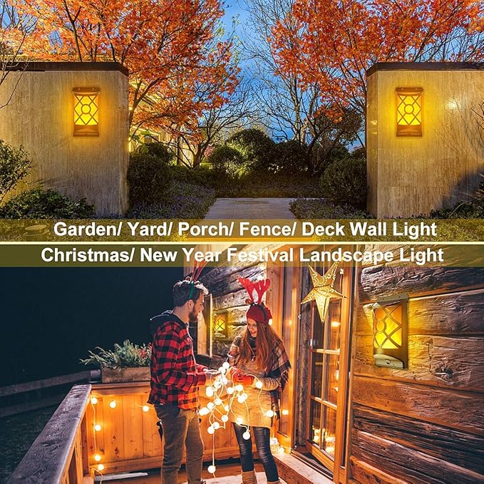 Wall Lights - Black Solar Flame Lantern with Dancing LED Effect