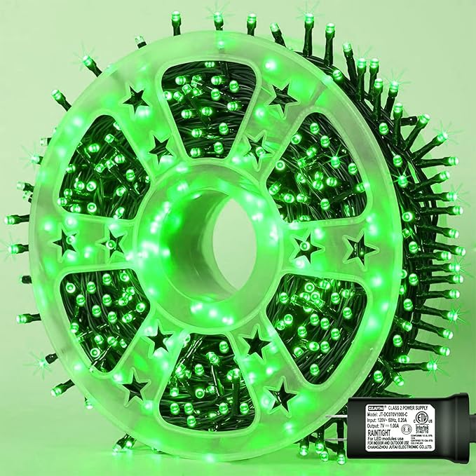 String Lights, 500 LEDs on 165ft, IP44 Waterproof, Green