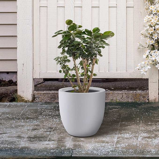 Kante 16.5" Dia Round Concrete Planter, Large Outdoor Modern Indoor Decorative - Image 3