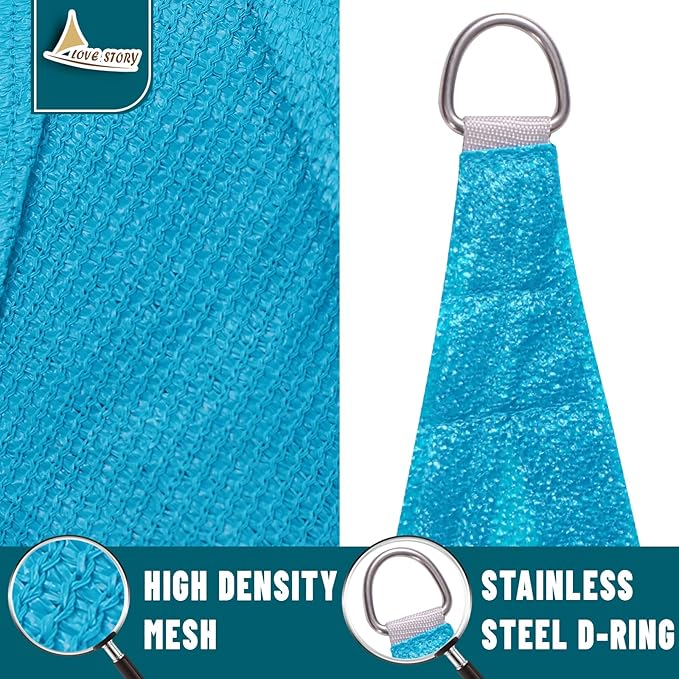 LOVE STORY Custom Size 6'x10' Turquoise Blue Sun Shade Sail Rectangle UV Block - Image 5