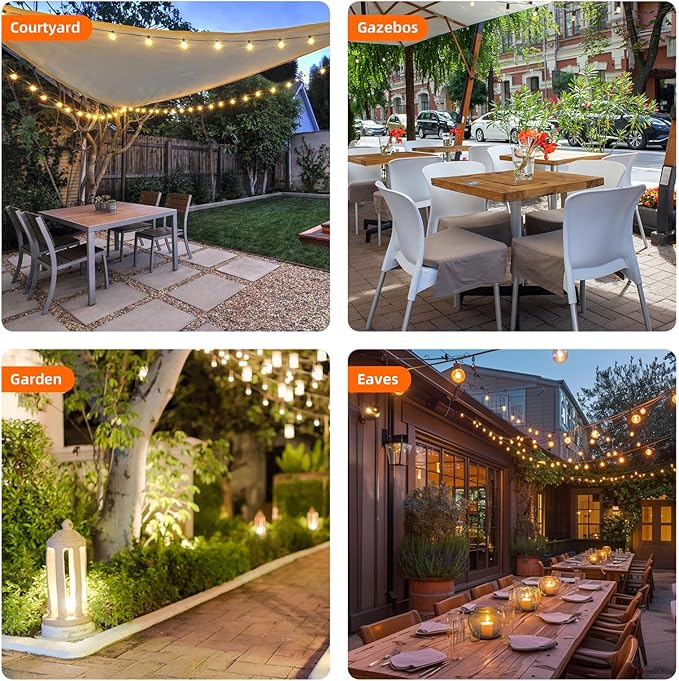 String Lights 150FT Warm White LED, IP65 Waterproof, Shatterproof