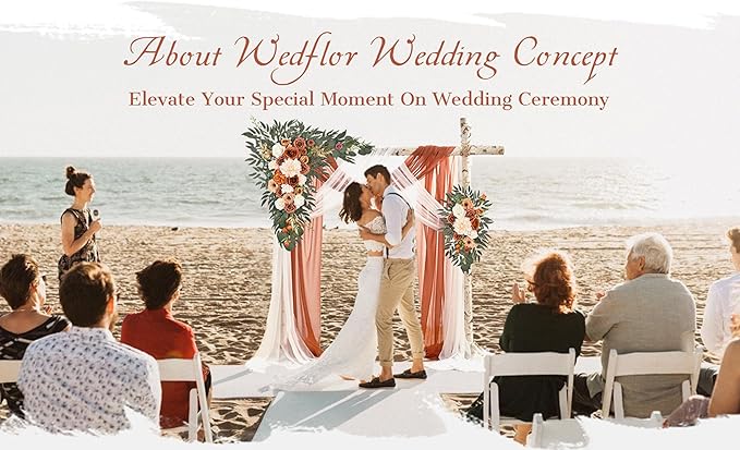 Artificial Flowers for Wedding Arch, Terracotta Silk Swag and Drape Set