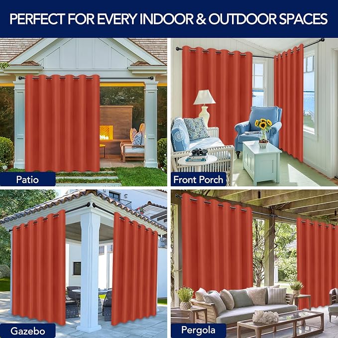 PureFit Outdoor Curtains for Patio Waterproof Weatherproof, UV and Fade - Image 5