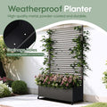Raised Garden Bed, Black Galvanized Metal Planter with Trellis