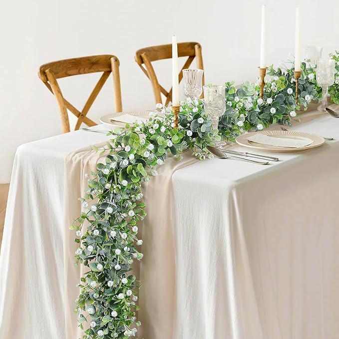 Artificial Plants Greenery Eucalyptus Garland, 4 Packs, 6 Ft, Green
