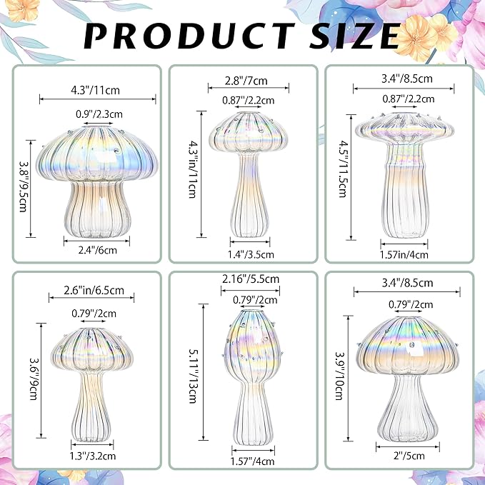 Terrarium Propagation Station Set of 6, Clear Borosilicate Glass Vases