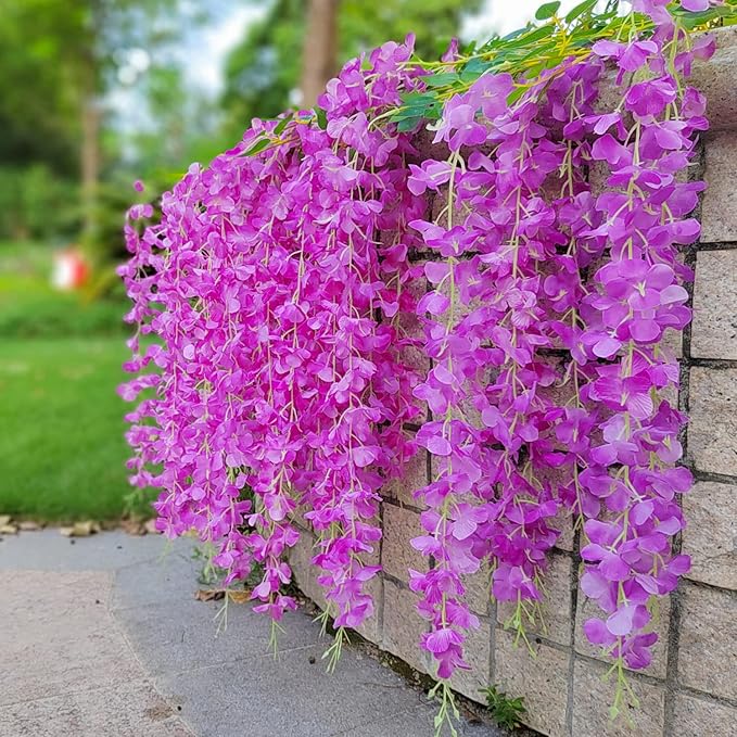 Artificial Flowers: 24 Purple Wisteria Vines, 3.75 Ft Each
