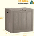 Deck Box 32 Gallon Resin Outdoor Storage Bin with Lockable Lid, Grey