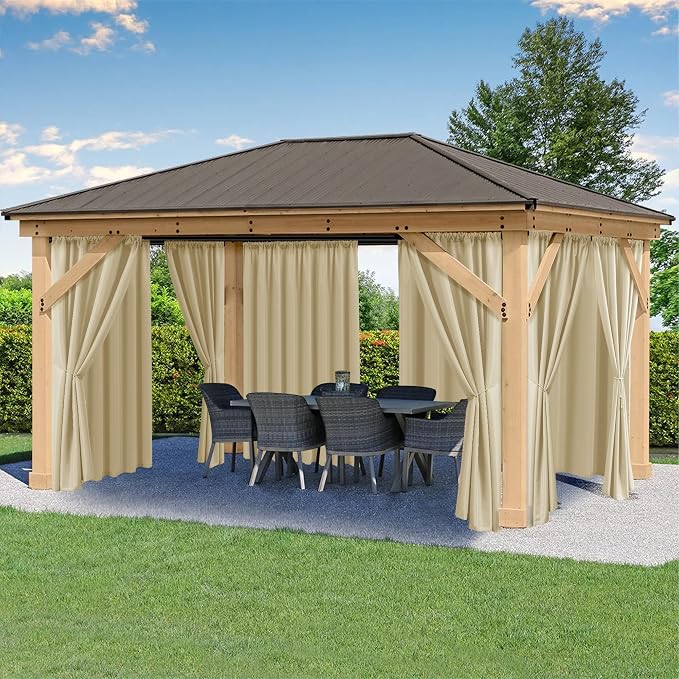 HolidayIdeas Rod Pocket Outdoor Patio Curtains Waterproof 6 Pcs 54x120 Inch- by HolidayIdeas