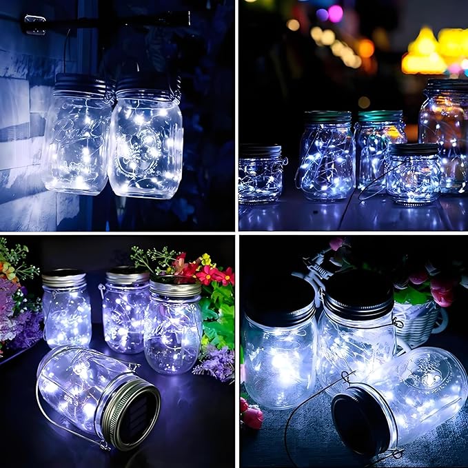 Solar String Lights for Mason Jars, 12 Pack, Cool White