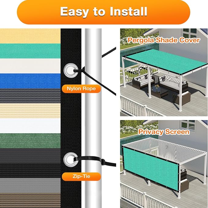 Artpuch Outdoor Pergola Shade Cover 9' X 24' Sun Shade Cloth - Image 5
