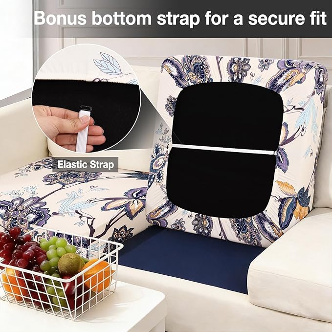 Cushion Covers, 12-Piece Stretch Patio Set in Vintage Flower Print