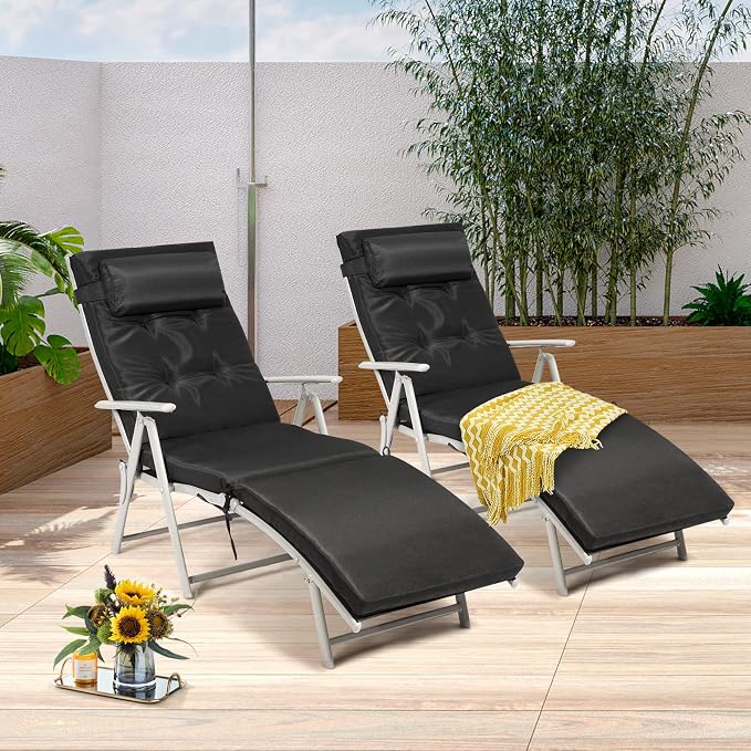 Giantex Chaise Lounge Chair for Outside, Pool Folding Reclining Beach Chair - Image 2